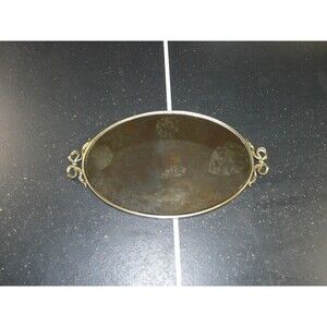 Gold Metal Mirror / Mirrored Tray with Bows & Decorative Design 14” x 8”